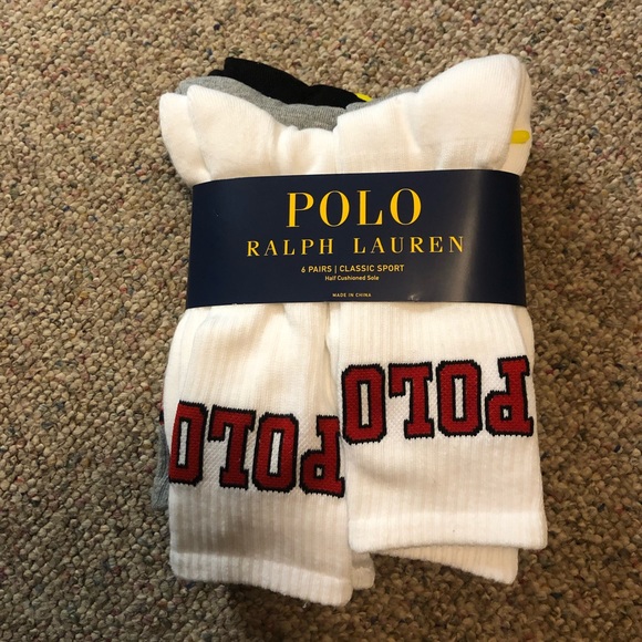 🆕 Polo Ralph Lauren Classic Crew Socks 6 Pack - Picture 3 of 10